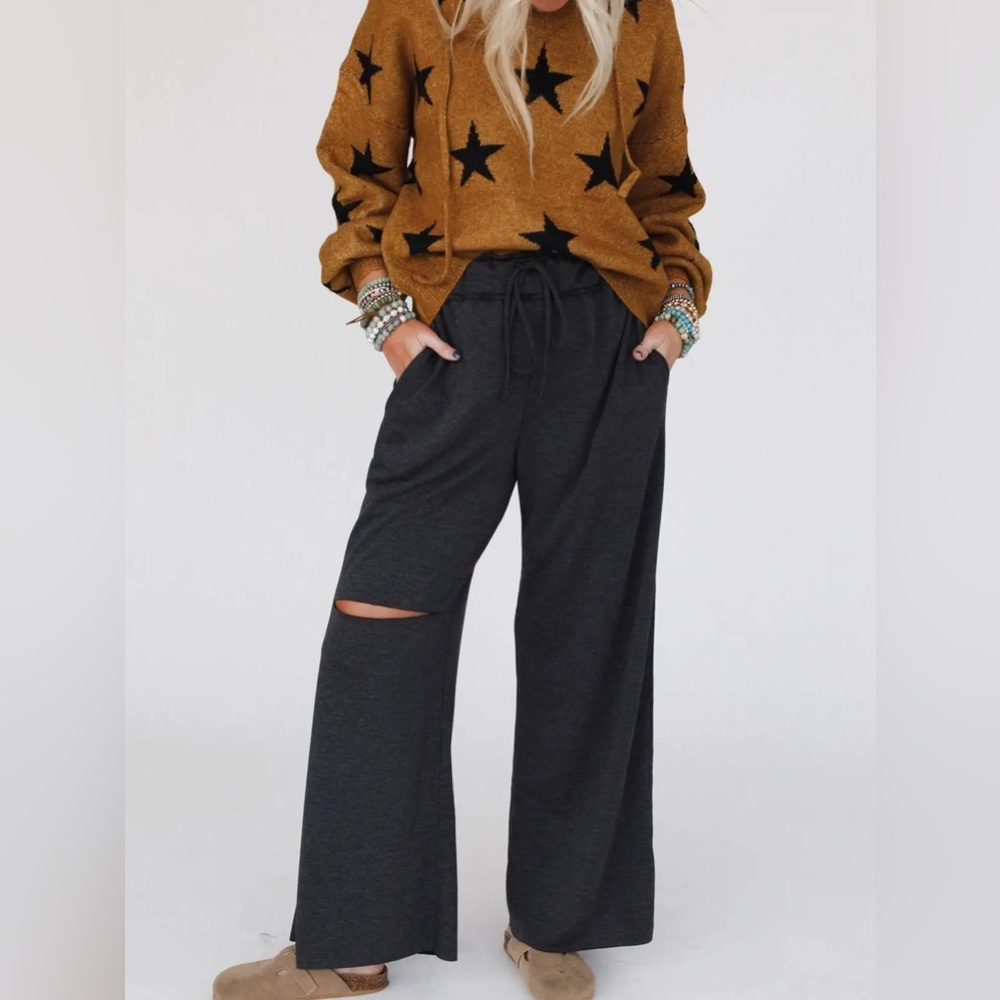 Cora Wide Leg Pants - Charcoal